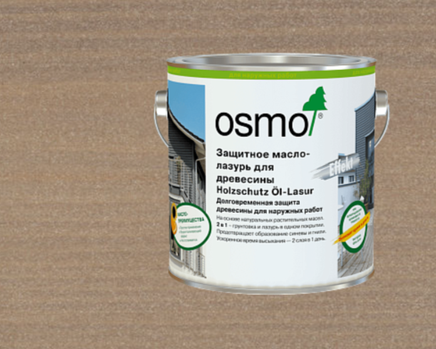 Защитное масло-лазурь для древесины OSMO «Эффект металлик» Holzschutz Öl-Lasur Effekt 1140 Агат серебро 2,5 л